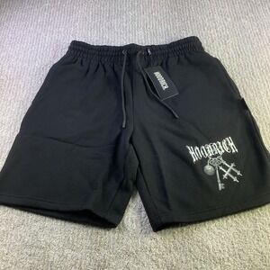 HOODRICH Mens Black Graphic Sweat‎ Shorts Casual Drawstring Medium NWT